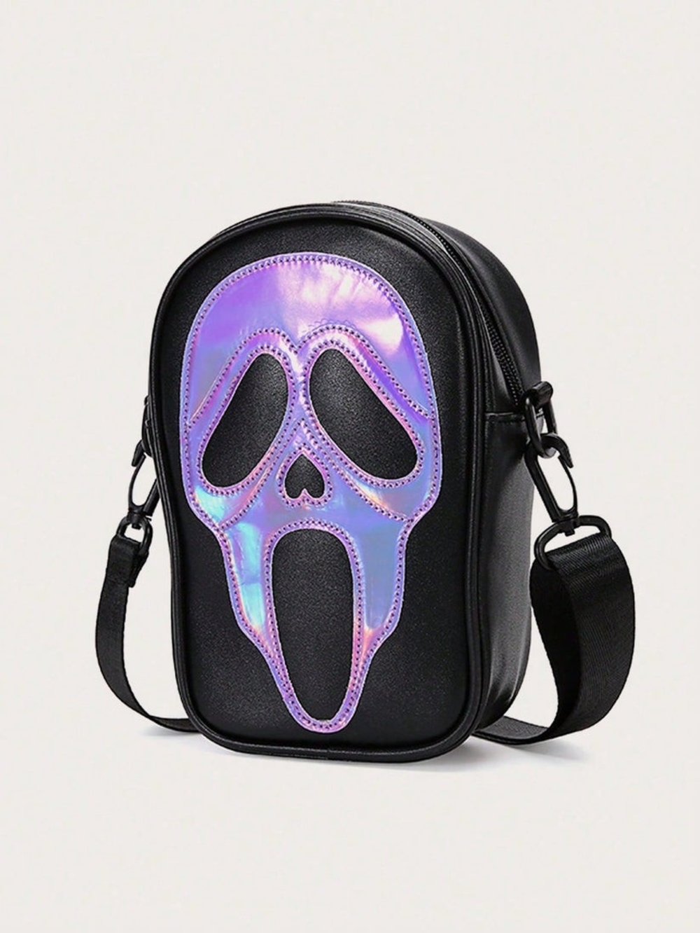New Ghostface Scream Iridescent Purple Crossbody Bag Adjustable Strap Halloween